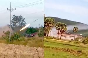 【動画】タイに向けてロケット弾を発射しまくるカンボジア軍。