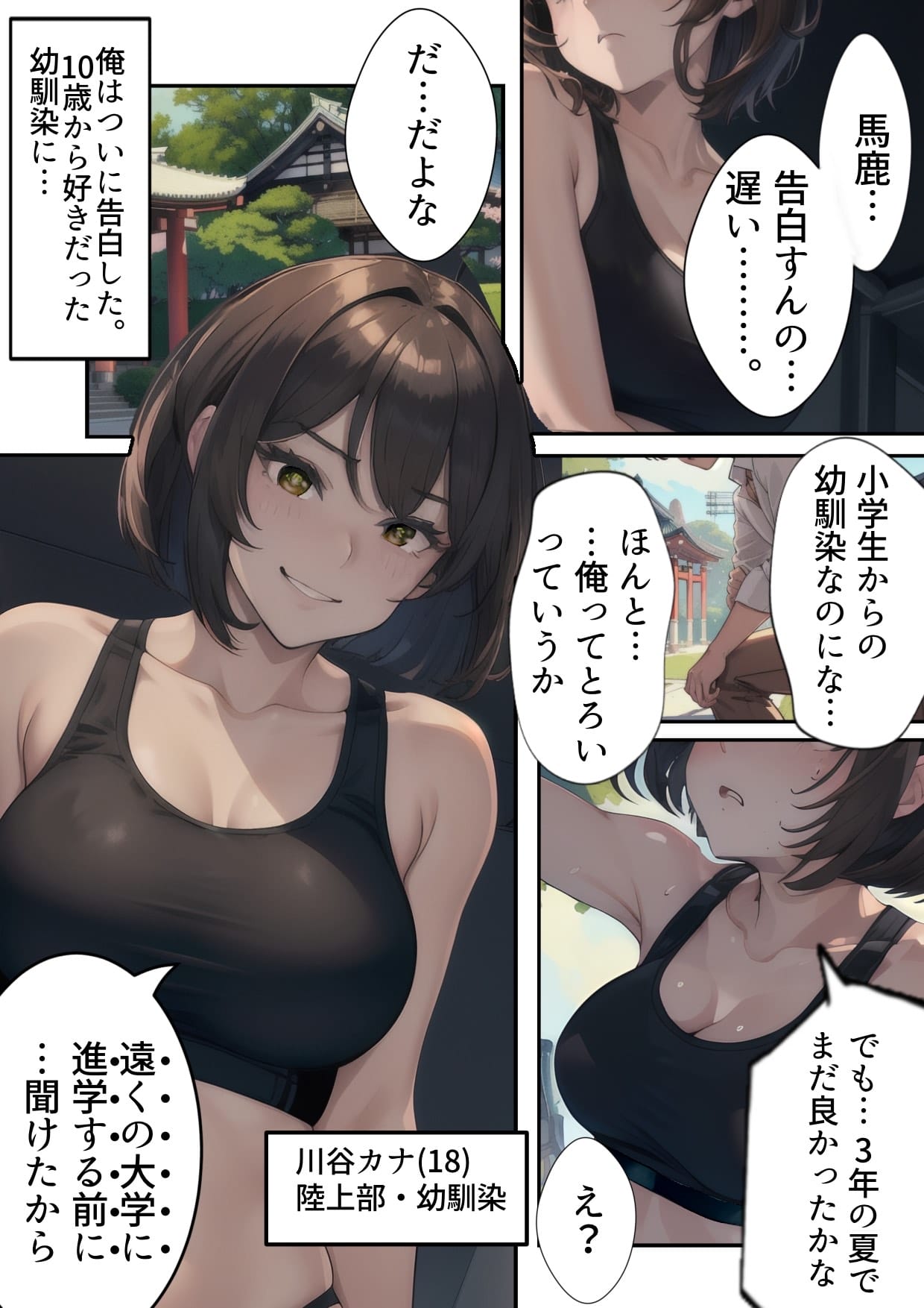 【エロ漫画】寝取られるタマシギの一滴-開催！寝取られ駅伝〜陸上女子は大会中に先輩OB達に中出し孕ませられても繋げ！精子塗れのバトンで優勝狙う！大学で遠距離になる前最後の幼馴染彼氏との初セックスは延期で色黒チャラ男OBに寝取られる話